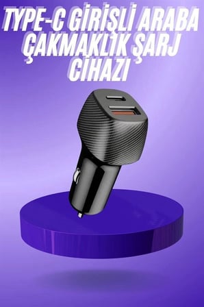 38W USB Type-C Girişli Oto Çakmaklık Araç İçi Hızlı Şarj Çakmaklık Şarj Aleti