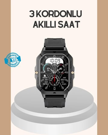 3 Kordonlu Akıllı Saat Uzun Pil Süreli