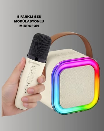 Karaoke Mikrofon Hoparlör Seti 6 Saat Kullanım Süresi Yeni Nesil