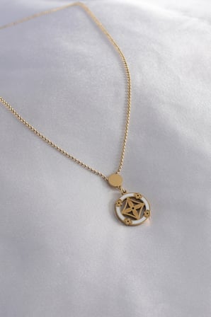 316L Çelik Gold Renk Çiçek Figür Kadın Kolye 5886