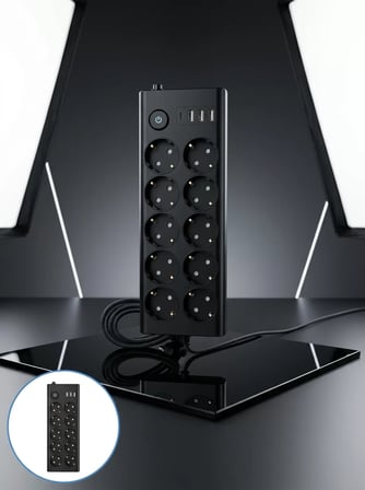 10'lu Çoklu Priz USB ve Type-C Şarj Girişli Akım Korumalı Grup Priz