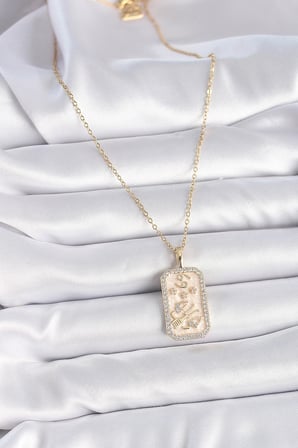 316L Çelik Gold Renk Zincir Yengeç Burcu Zirkon Taşlı Kadın Kolye 5886