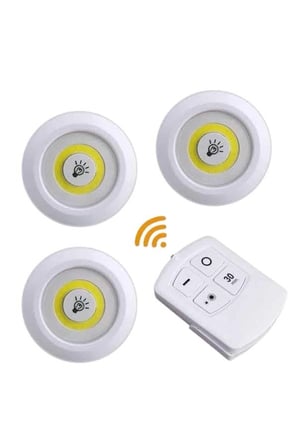 Led Lamba 3'lü Uzaktan Kumandalı Yapışkanlı