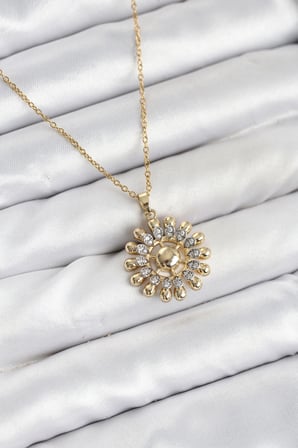 316L Çelik Zincir Gold Renk Güneş Model Kadın Kolye 5886