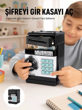 Işıklı Sesli Şifreli ATM Görünümlü Kasa Kumbara