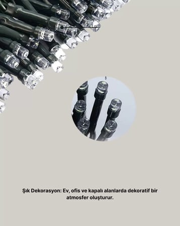 Uzun Ömürlü LED Teknolojili 10 Metre Şık Işıklı Süsleme Seti