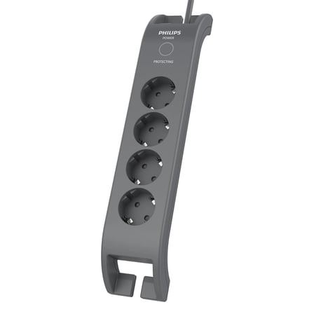PHILIPS SPN3140A/62 4 Soket Akım Korumalı Priz 900 Joules 2Mt Kablo (Gri)(1923)