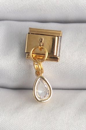 316L Çelik Gold Renk Sallantı Damla Zirkon Taşlı Nomination Charm 5886