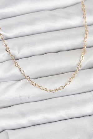 CM 14K Gold Renk Kalp Zincirli Kadın Kolye 5886