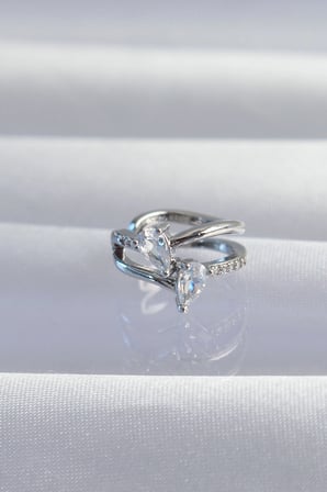 Pirinç Gümüş Renk Zirkon Taşlı Damla Earcuff Küpe 5886