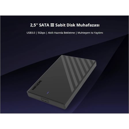 HIKSEMI HS-HUB-MHB201 USB3.0 25" Disk Kutusu. (SSD ve HDD Destekler 5Gbps Siyah Win Mac-OS Linux Android)(1923)
