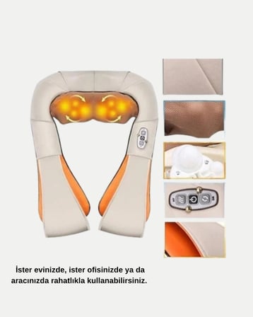 Ergonomik Ovmalı Masaj Aleti – Isıtmalı Yoğurmalı Boyun ve Bel Rahatlatıcı Masaj Makinesi