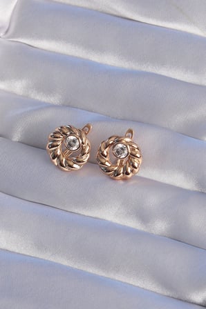 XUPİNG Rose Renk Oval Zirkon Taşlı Burgu Model Küpe 5886