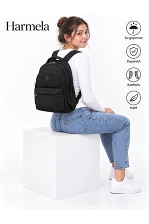 2200 Okul Sırt Çntası Suya Dayanıklı Unisex Günlü & Okul Çantası Siyah