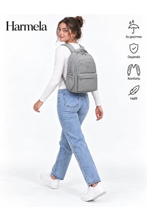 2200 Okul Sırt Çntası Suya Dayanıklı Unisex Günlü & Okul Çantası Gri