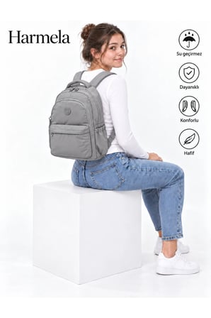 2200 Okul Sırt Çntası Suya Dayanıklı Unisex Günlü & Okul Çantası Gri