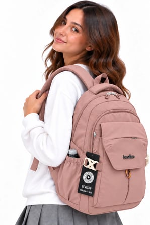 Su Geçirmez Kumaş Ünisex Günlük Okul Sırt Çantası 2601 Pudra