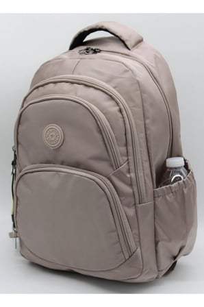 Su Geçirmez Kumaş Çok Bölmeli Okul Çantası Unisex Okul Sırt Çantası Vizon 34600