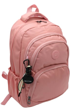 Su Geçirmez Kumaş Çok Bölmeli Okul Çantası Unisex Okul Sırt Çantası Pudra 34600