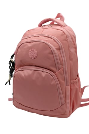Su Geçirmez Kumaş Çok Bölmeli Okul Çantası Unisex Okul Sırt Çantası Pudra 34600