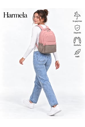 2200 Okul Sırt Çntası Suya Dayanıklı Unisex Günlü & Okul Çantası Pudra-Vizon