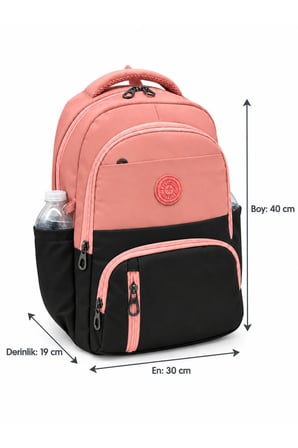 8010 Pudra Siyah ilk Okul Çantası 3'lü Set Unisex Çocuk ilkokul Sırt Çantası