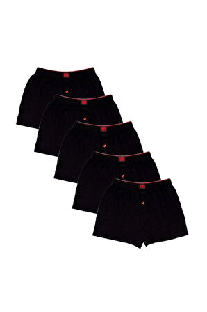 Erkek Penye Boxer Siyah - 5'li Paket