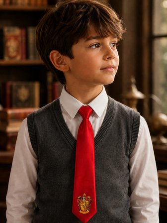 Harry Potter Gryffindor Kravat Kırmızı Renk Ayarlanabilir Lastikli 3-10 Yaş Unisex Çocuk Kravatı