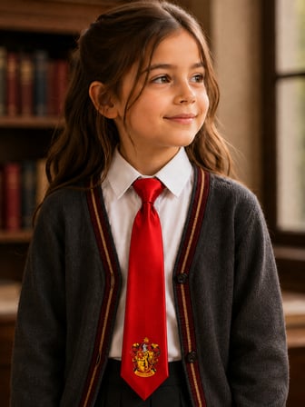 Harry Potter Gryffindor Kravat Kırmızı Renk Ayarlanabilir Lastikli 3-10 Yaş Unisex Çocuk Kravatı