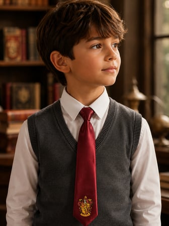 Harry Potter Gryffindor Kravat Bordo Renk Ayarlanabilir Lastikli 3-10 Yaş Unisex Çocuk Kravatı