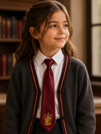 Harry Potter Gryffindor Kravat Bordo Renk Ayarlanabilir Lastikli 3-10 Yaş Unisex Çocuk Kravatı