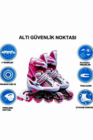 oller Master 39-42 Numara Ayarlanabilir Pembe Paten Kız Çocuk Eğitici Oyuncak Erkek Çocuk Oyuncaklar