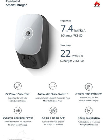 Huaweı Ac 22 Kw Elektrikli Araç Şarj Ünitesi (Rfıd'li)