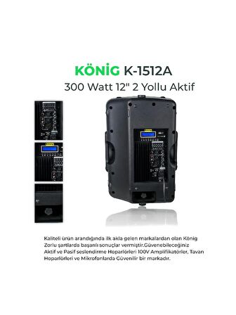 König K-1512 A Max 300W 12" Aktif Kabin Hoparlör