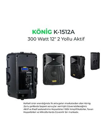 König K-1512 A Max 300W 12" Aktif Kabin Hoparlör