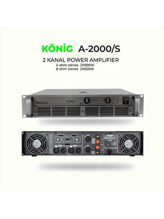 König A–2000/S 4 Ohm 2 x 850 W Power Amplıfıer