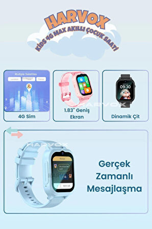 Hx Kids 4g Max Sim Kartlı Harvox Akıllı Çocuk Saati Gps Konum Takibi Görüntülü Konuşma 4g Destekli
