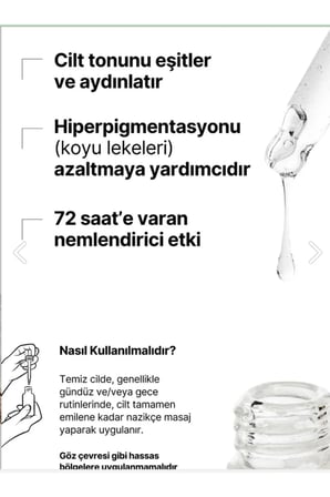 Aydınlatıcı, Cilt Ton Eşitleyici, Nemlendirici Serum Arbutin %2+ Hyaluronic Acid Leke Karşıtı,