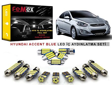 Hyundai Accent Blue LED İç Aydınlatma Ampul Seti FEMEX Parlak Beyaz