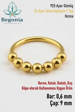 925 Ayar Gümüş 7 Top Gold Halka Hızma
