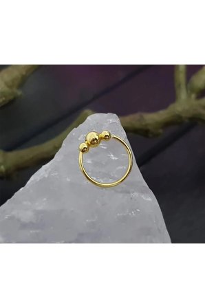 925 Ayar Gümüş Gold Boncuk Üç Top Halka Hızma, Küpe Olarak Kullanıma Uygundur