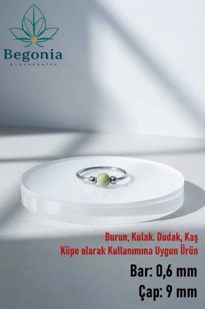 925 Ayar Gümüş Haki Boncuk Üç Top Halka Hızma, Küpe Olarak Kullanıma Uygundur