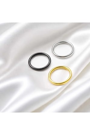 925 Ayar Gümüş, Silver,gold,black 3 Adet Halka Hızma Set