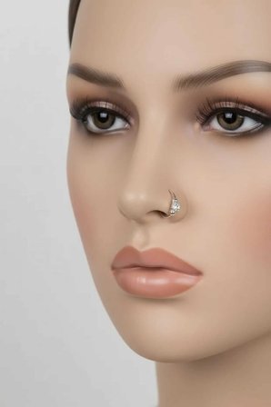 925 Ayar Gümüş Minimal Zirkon Tek Taş Çift Top Halka Hızma Tragus Piercing Küpe