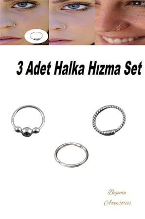 Anti Alerjik Paslanmaz Kararmaz 3 Adet Halka Hızma Küpe Olarak Kullanıma Uygun Set