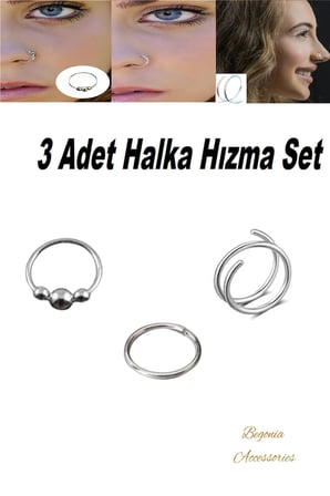 Anti Alerjik Paslanmaz Kararmaz 3 Adet Halka Hızma Küpe Olarak Kullanıma Uygun Set