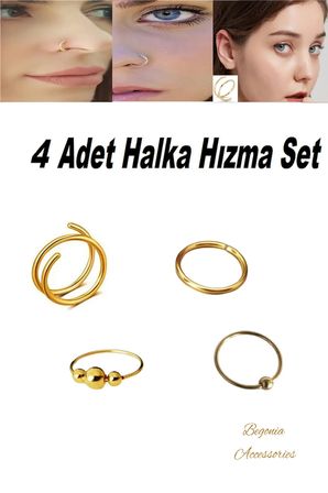 Anti Alerjik Paslanmaz Kararmaz 4 Adet Altın Kaplama Hızma Küpe Olarak Kullanıma Uygun Set