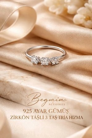 925 ayar gümüş üç taşlı halka  figürlü hızma