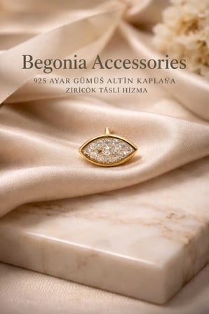 925 Ayar Gold Gümüş  Zirkon Taşlı Badem Hızma