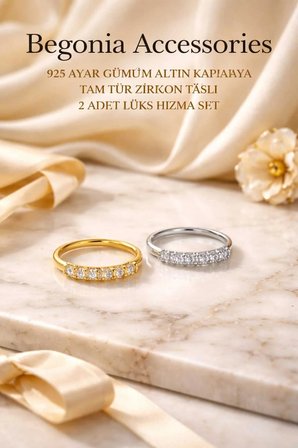 925 Ayar Gümüş Altın Kaplama TamTur Minimal Zirkon Taşlı Halka Hızma Unisex Tragus Piercing 2'li Set
